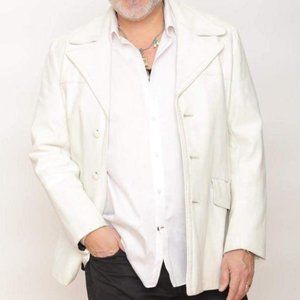 Reeds Mens Leather Blazer size 43 Vintage 1970s, White